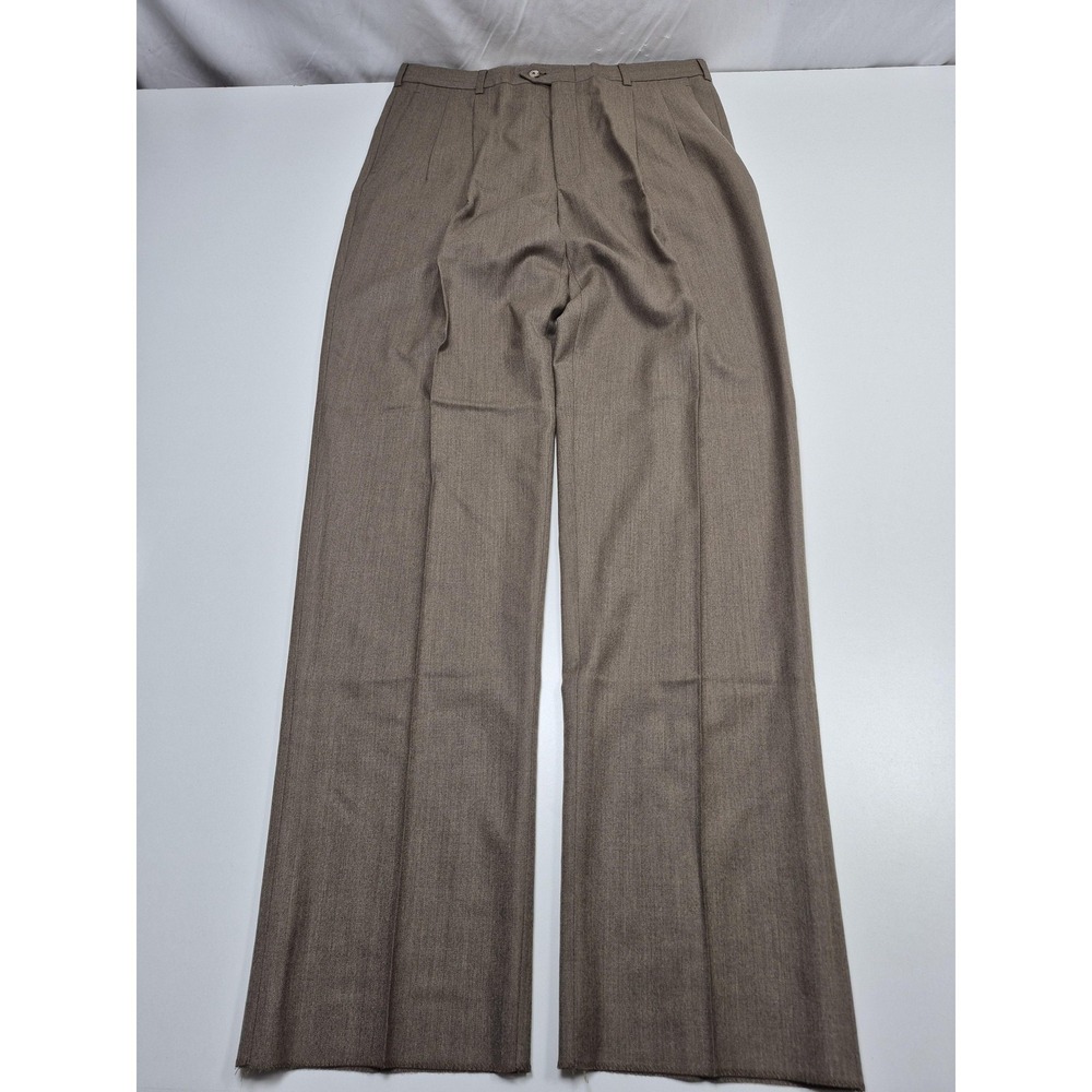 John Alexander Dress Pants Mens 36x36 Beige Wool Cashmere Pleated Unhemmed NWT